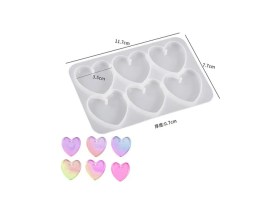 Molde silicona 6 aritos corazones